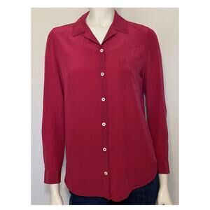 Steven Alan Magenta LS Button Down Shirt Top Blouse 100% Silk Sz Small STAIN